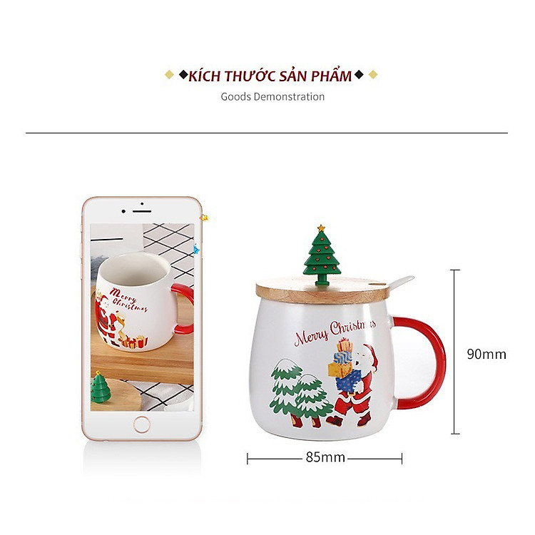 Ly sứ Noel 480ml có muỗng và nắp gỗ - Ảnh 6