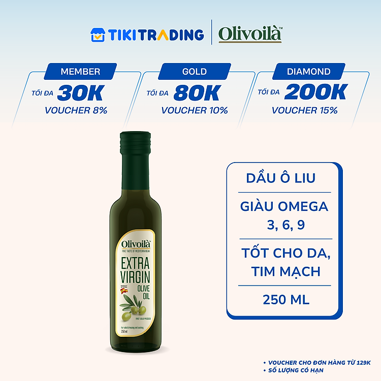Dầu Ôliu Nguyên Chất Olivoilà (250ml / Chai)