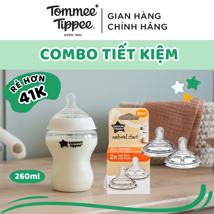 Combo Bình Sữa Tommee Tippee 260ml Chính hãng Giá rẻ