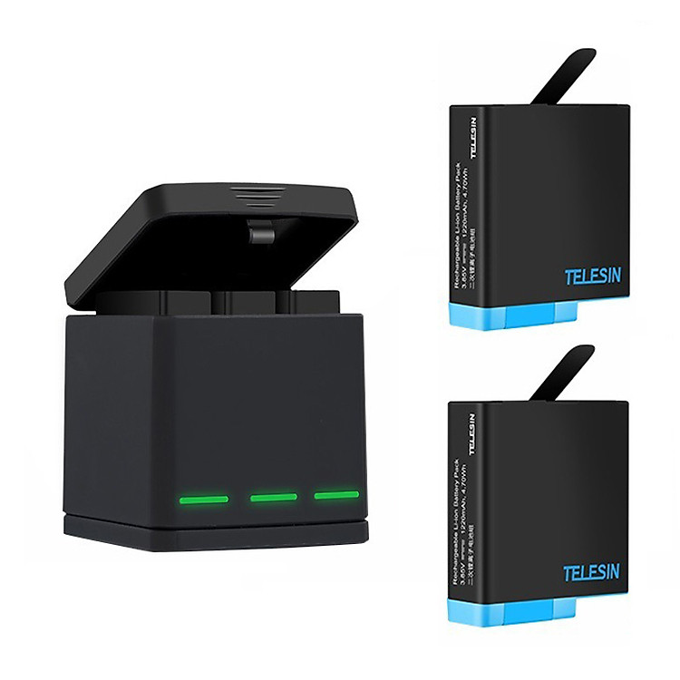 Combo 2 pin + 1 sạc Telesin cho máy quay GoPro Hero 5 Hero 6 Hero 7 Hero 8 (Hàng nhập khẩu)