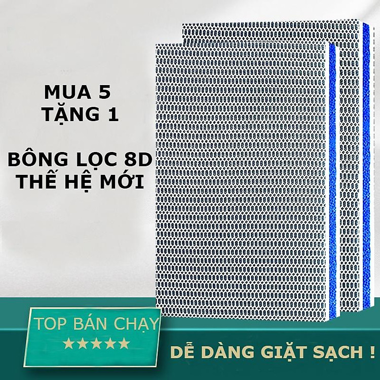 Bông Lọc 8D Thế Hệ Mới Bông lọc nước bể cá lọc thô + lọc mịn sạc bẩn thoát nước tốt cho hồ cá koi