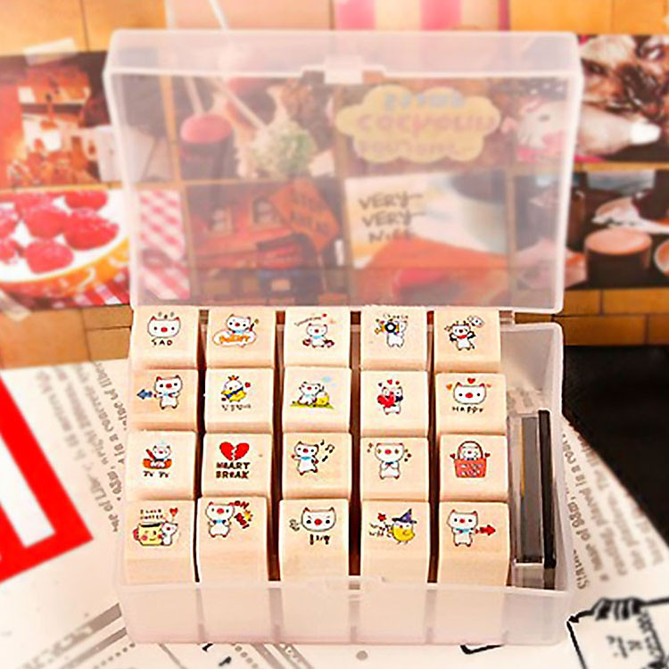 Bộ 20 con dấu gỗ trang trí Bé Heo