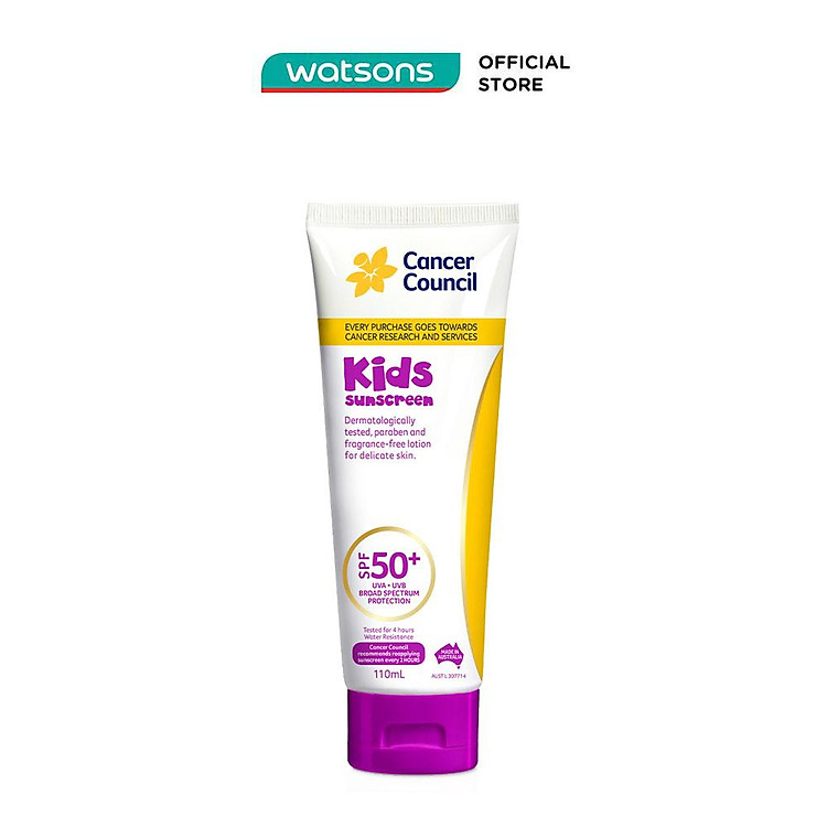 Kem Chống Nắng Cancer Council Kids Dành Cho Trẻ Em SPF50+ UVA-UVB 110ml
