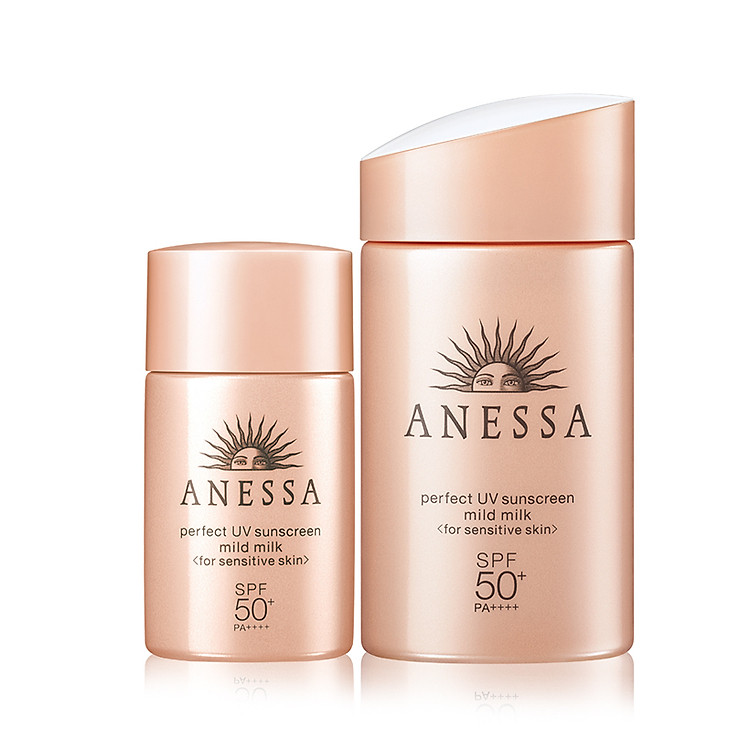 Bộ Đôi Sữa Chống Nắng Cho Da Nhạy Cảm & kiềm dầu Anessa (Mild Milk 60ml + Mild Milk 20ml)