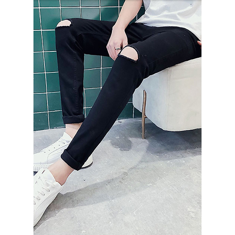 Quần rách gối nam dáng ôm phong cách Hàn Quốc cá tính