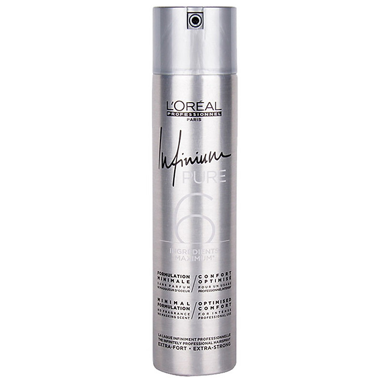 Keo xịt tóc L'oreal Infinium Pure 6 STRONG Hair Spray tạo kiểu định hình nếp tóc 300ml