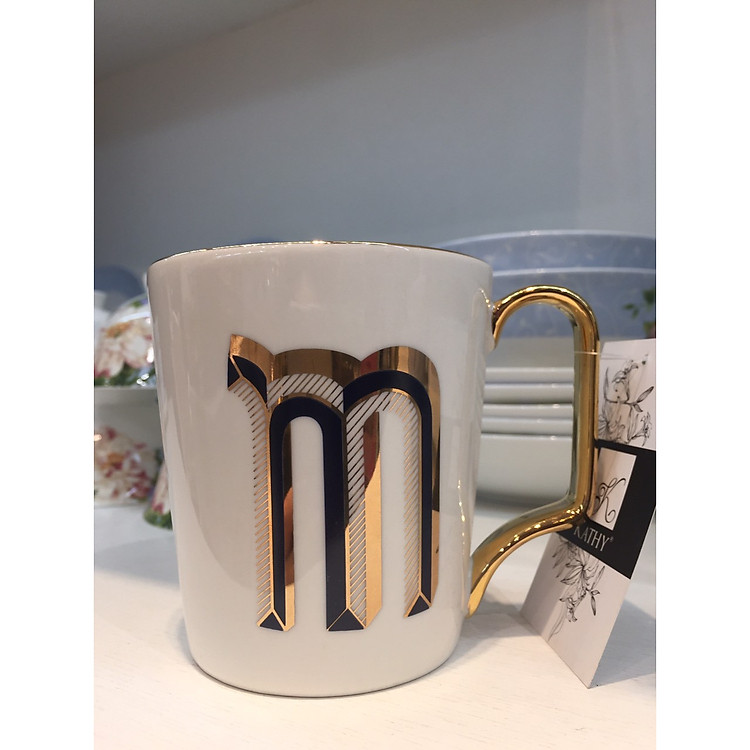 Cốc cao chữ M gốm sứ cao cấp phong cách hiện đại LETTER CUP 5193M