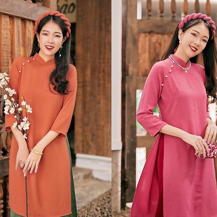 Aó Dài Cách Tân Mới_Áo Dài May Sẵn Các Màu Trơn Đẹp