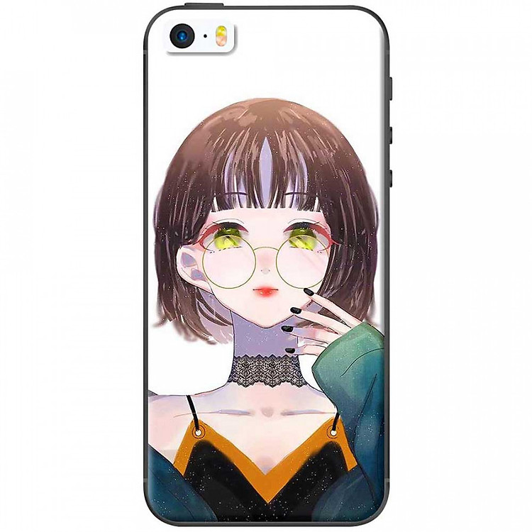 Ốp lưng dành cho iPhone 5, iPhone 5S, iPhone SE mẫu Tóc ngắn kính tròn