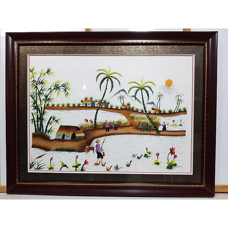 TRANH THÊU TAY PHONG CẢNH ĐỒNG QUÊ (KT 70*90CM)