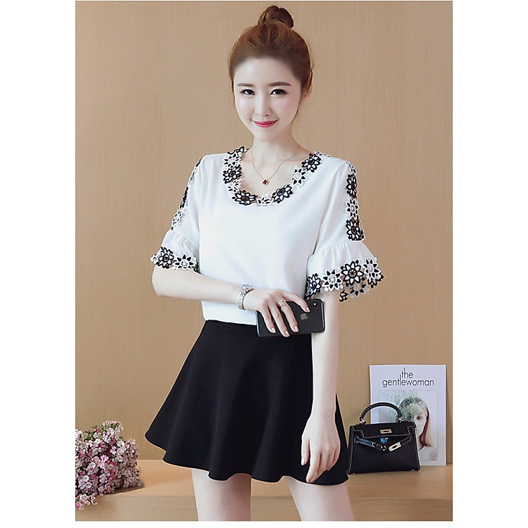 Áo Sơ Mi Nữ Kiểu Phối Ren Tay và Cổ - MÃ SSL1218