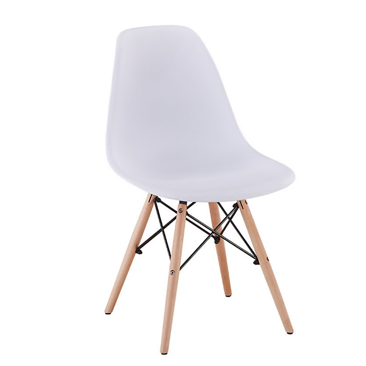 Ghế nhựa chân gỗ + Tặng set 5 ống hút tre Nhật Pháp