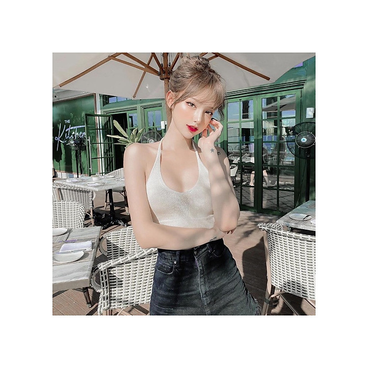 Áo yếm len dây lên cột dây cổ