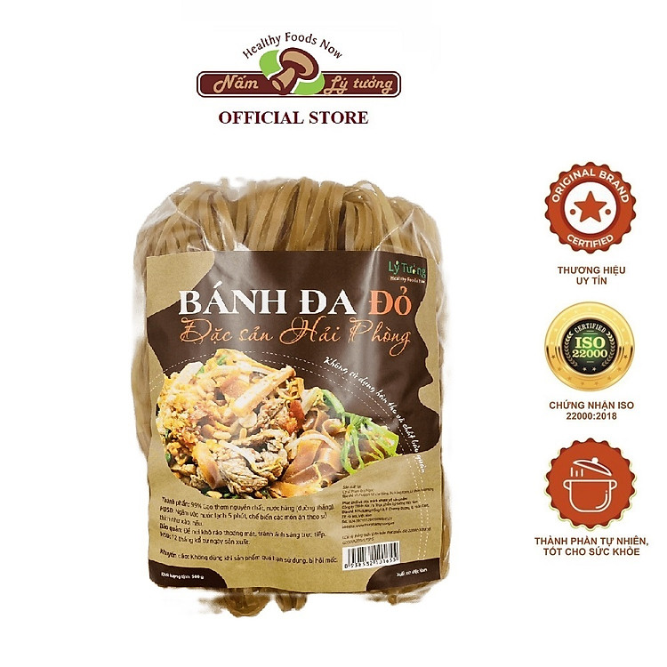 Bánh Đa Đỏ Hải Phòng Sợi To Lý Tưởng 500g, Sợi To Dai Ngon Chính Hiêu, Bánh Đa Đỏ Đặc Sản Hải Phòng