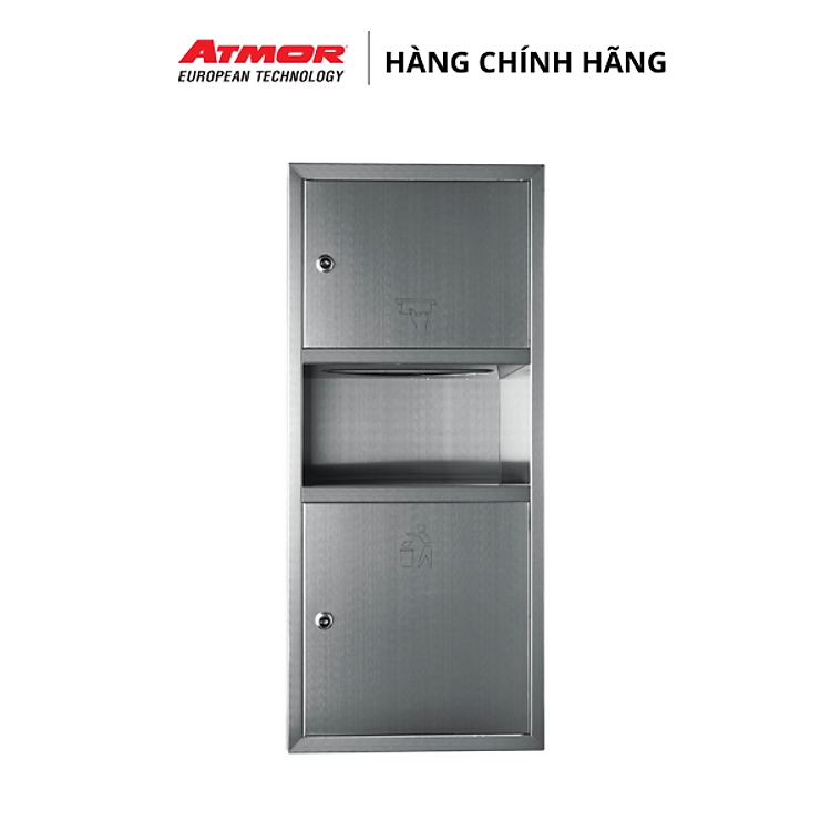 Tủ Đựng Giấy Vệ Sinh Kết Hợp Hộc Đựng Rác (Inox) Cao Cấp Gắn Tường ATMOR - 8128 (HÀNG CHÍNH HÃNG)