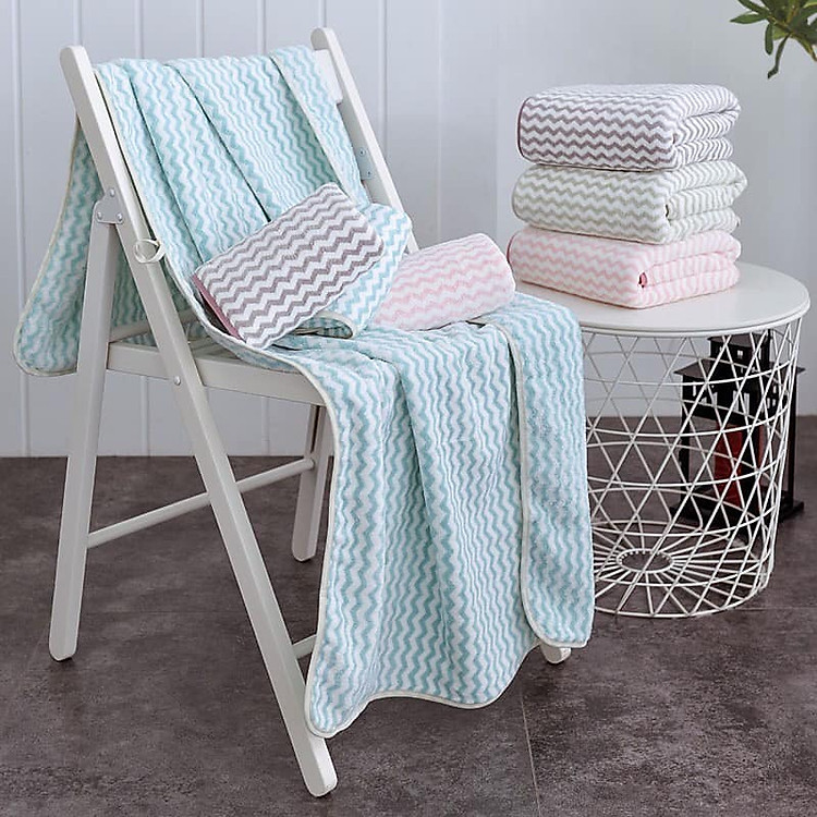 Combo 5 khăn tắm, gội đầu lông cừu Hàn Quốc cao cấp