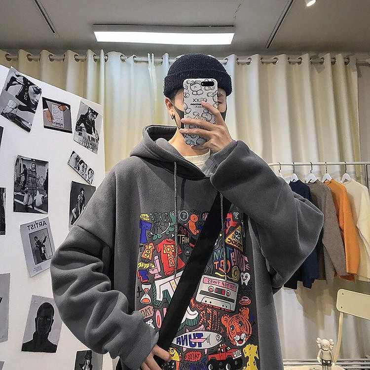 Áo Hoodie Nam Nữ phong cách cá tính chất nỉ trần bông từ 50-70kg