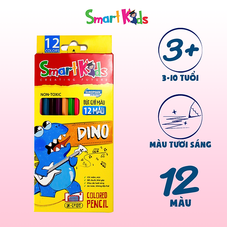 Bút Chì Màu Smartkids SK-CP102 Dino (12 màu)