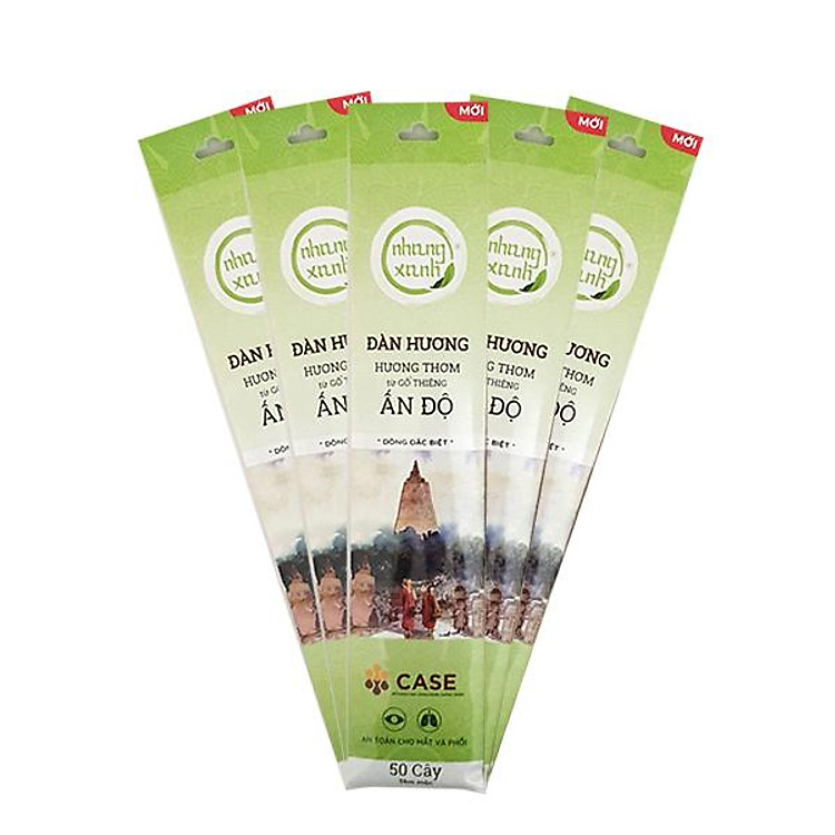 Combo 5 Nhang Xanh Đàn Hương - 50g - Chân Tăm Mộc - Hương thơm từ Cây Đàn Hương - Bột đàn từ Ấn Độ - Nhang Xanh