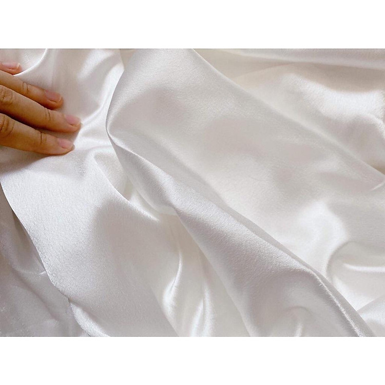 Giá sỉ Vải lụa Satin màu trắng may áo dài, váy đầm dự tiệc, làm phông nền chụp ảnh