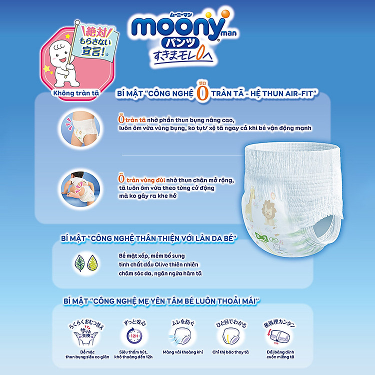Combo 2 gói tã quần Moony Nhật Chính hãng Giá tốt - Hình ảnh 3