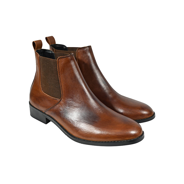 Giày Chelsea Boot Tathanium Nam Màu Gỗ Sồi Da Pullup TFTNLWX8812