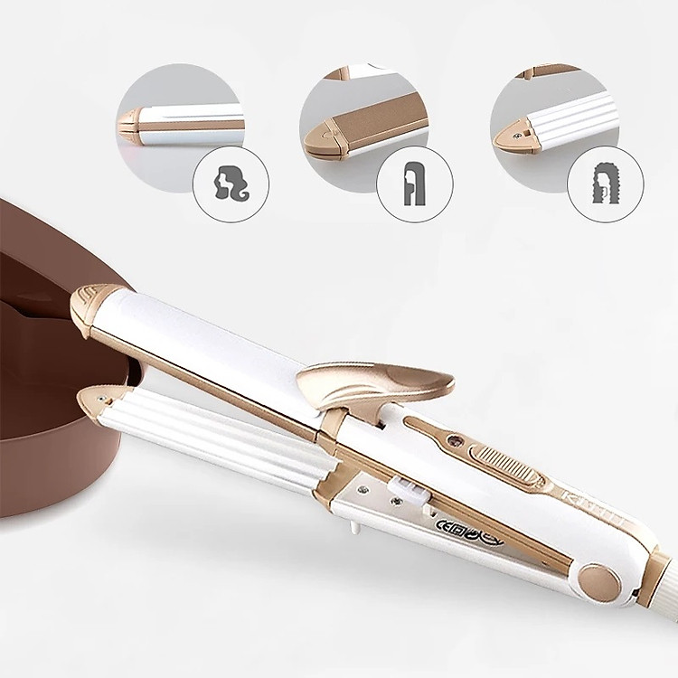 Máy làm tóc uốn, bấm, duỗi đa năng KM 1213 Nhiều Chức Năng Làm Phồng Uốn Cụp Uốn Xoăn Dập Xù Duỗi Thẳng (Màu Ngẫu Nhiên)