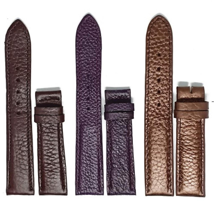 HC8112-13-14 - Dây đồng hồ Huy Hoàng da bò size 12, 14 màu nâu đen, tím đậm, nâu bạc