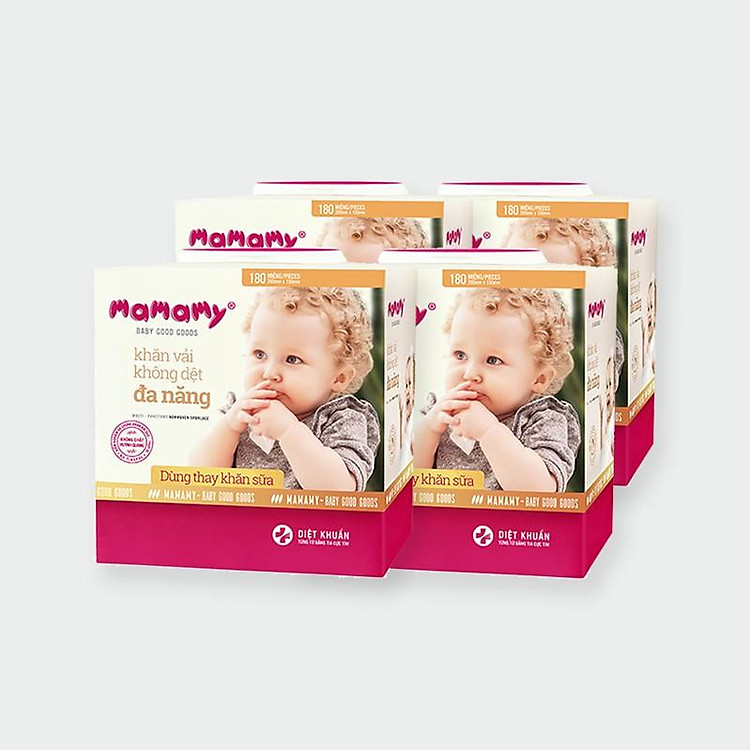 Combo 4 Hộp Khăn khô đa năng Mamamy 180 tờ