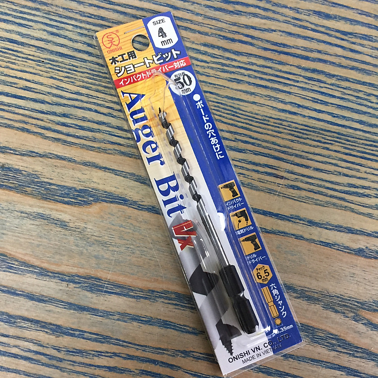 Mũi khoan gỗ xoắn ốc ngắn 4mm đuôi lục giác 6.35mm Onishi