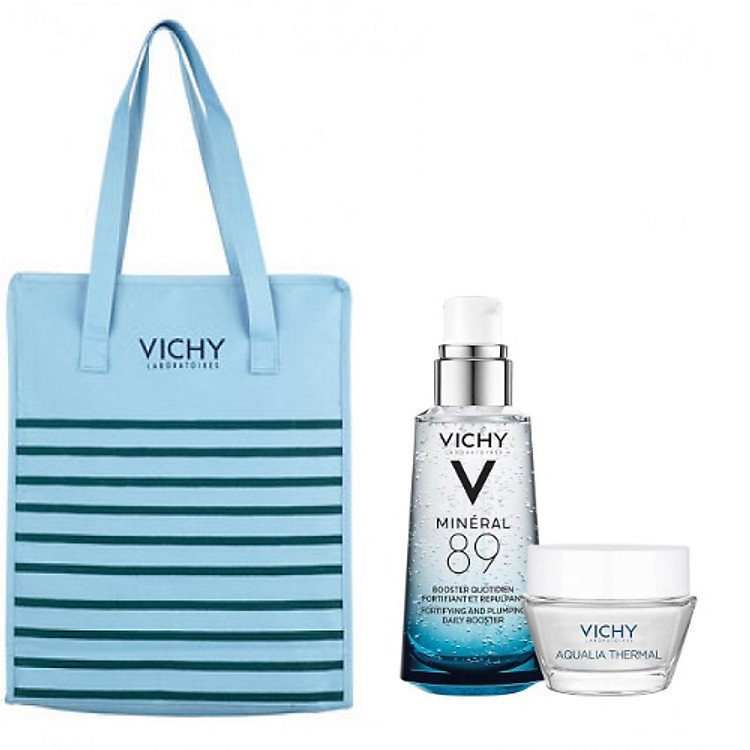 Dưỡng Chất Khoáng Cô Đặc Vichy Mineral 89 (50ml) + Tặng Kèm Aqualia Gel (15ml) + Túi Tote Vichy Cao Cấp