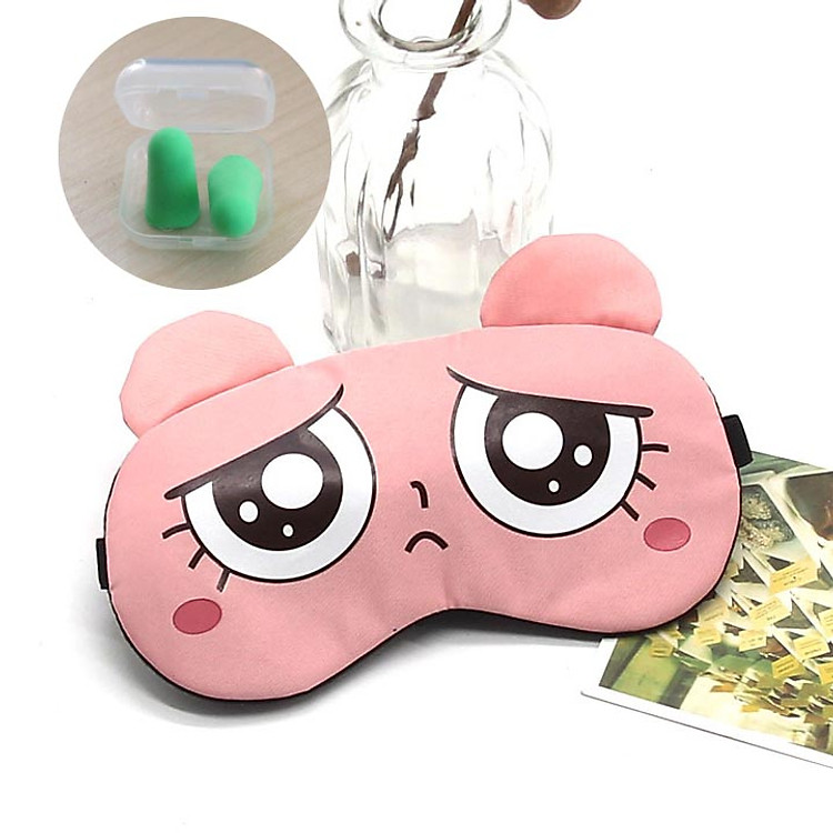 Miếng bịt mắt ngủ 3D hình ảnh hoạt hình dễ thương đi kèm 2 cặp nút tai giảm tiếng ồn