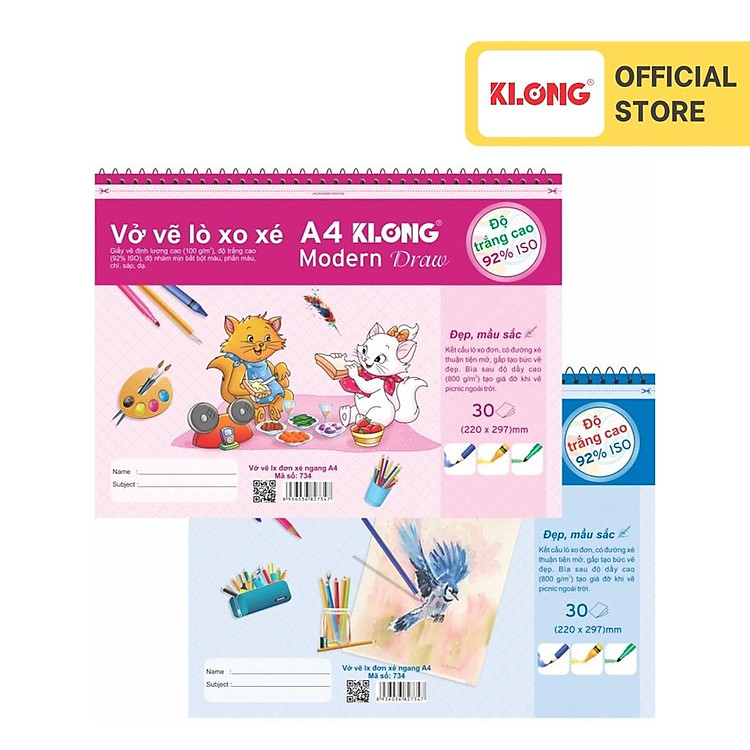 Vở vẽ lò xo xé KLONG A4 (30 tờ)