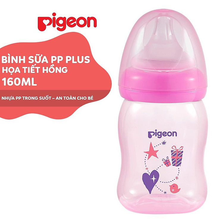Bình sữa PP Plus 160ml Pigeon Hồng Đảm bảo Giá rẻ - Hình ảnh 3
