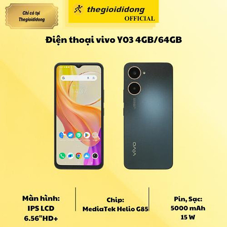Điện thoại vivo Y03 4GB/64GB - Hàng Chính Hãng