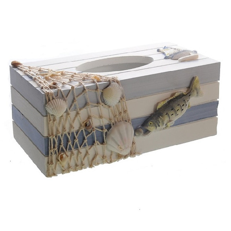 Hộp đựng khăn giấy phong cách Địa Trung Hải - Cá biển