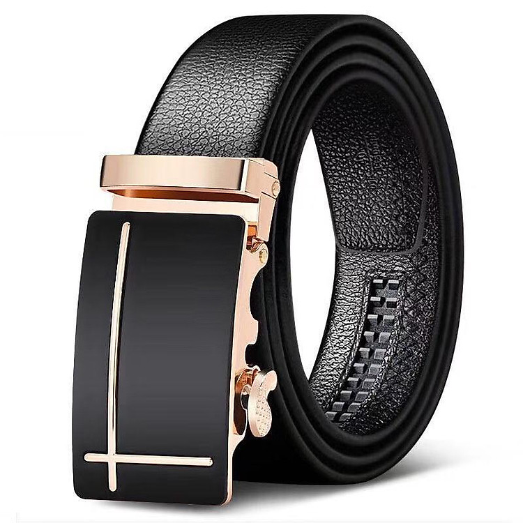 Thắt lưng nam, dây nịt nam dây da cao cấp khóa tự động - Mặt thiết kế Lịch Lãm TOPEE TLP128