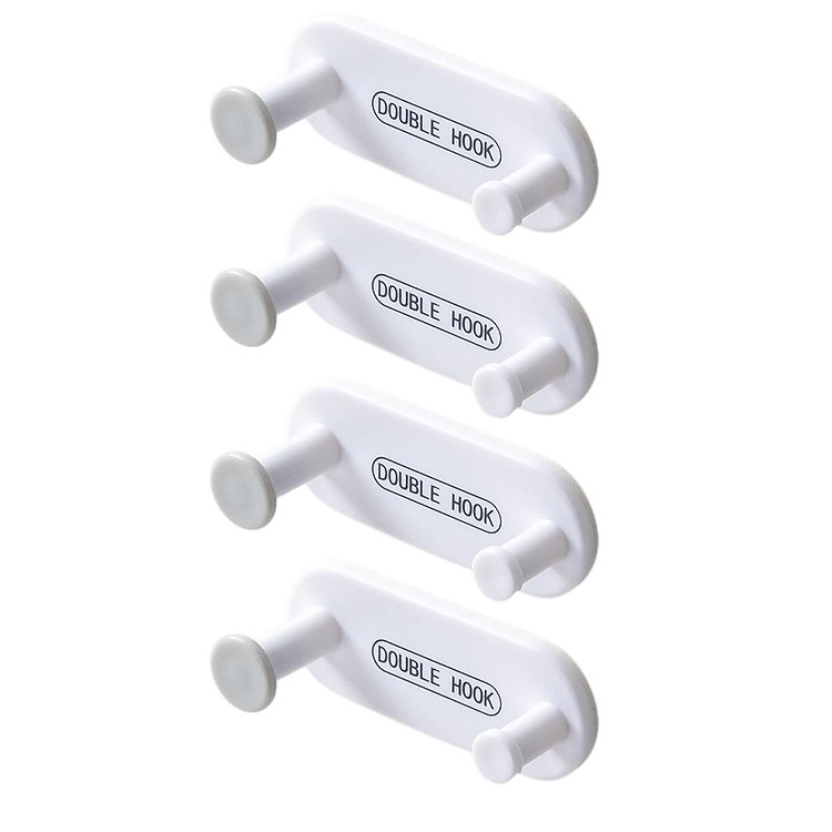 4Pcs Self-Adhesive Wall Hooks Keys Hangers Hook Office Hallway Hook White