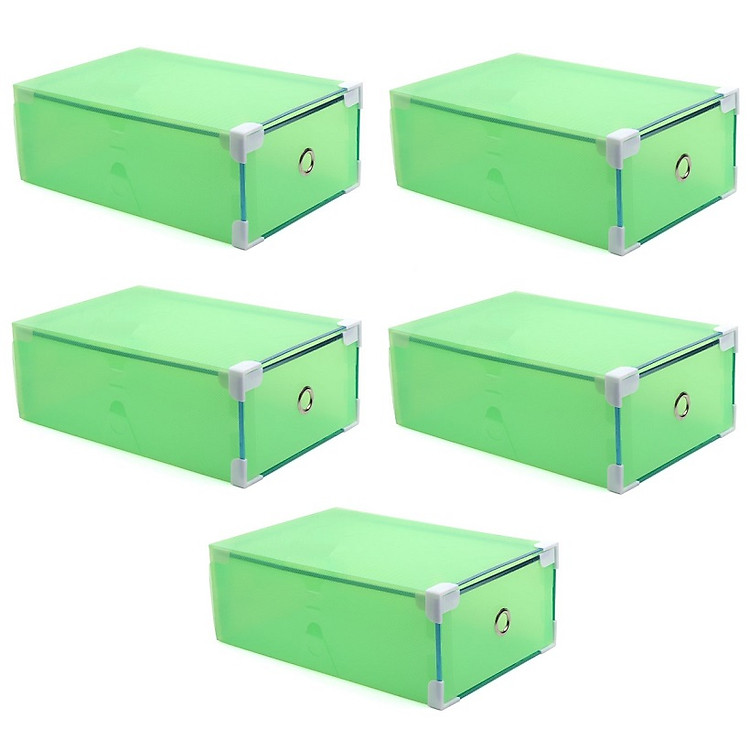 Combo 5 Hộp Đựng Giày Trong Suốt Có Ngăn Kéo Viền Kim Loại