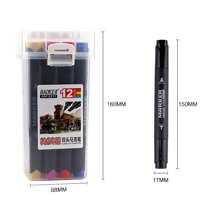 Bút màu Marker BAOKE MP2911 (12 màu) - Ảnh 7