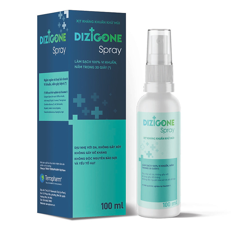 Xịt kháng khuẩn DIZIGONE Spray 100ml - Kháng khuẩn dịu nhẹ, nhanh lành tổn thương, tái tạo da, ngăn ngừa sẹo
