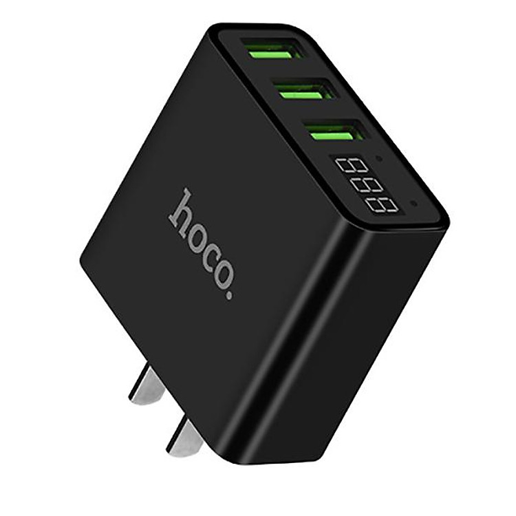 Adapter Sạc HOCO Power 3 cổng 3.0A màn hình LCD hiển thị điện áp - Hàng Chính Hãng