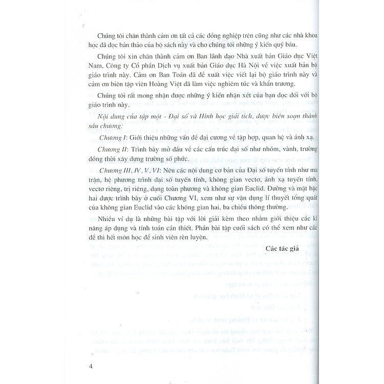 Toán Học Cao Cấp, Tập 1: Đại Số Và Hình Học Giải Tích (Tái bản lần thứ tư, năm 2024) - Ảnh 4