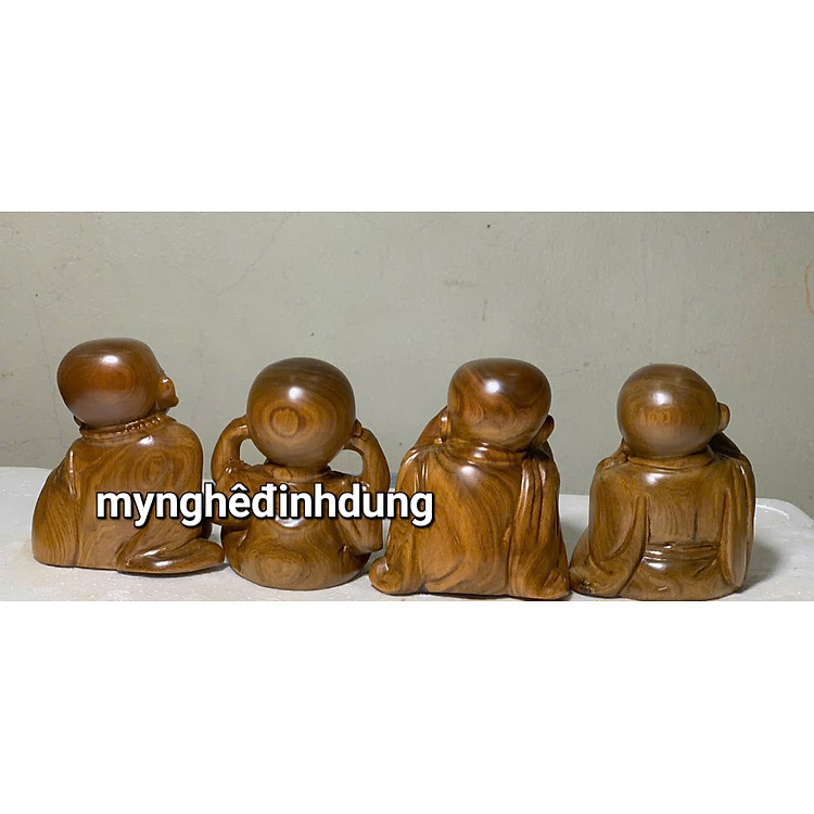 Tượng Tứ Không Bằng Gỗ Bách Xanh (12x10x9cm) - Ảnh 4