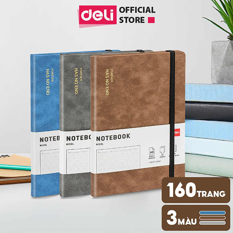 Sổ Tay Bìa Da Kẻ Ngang Deli A7 (300 trang) - Ảnh 4