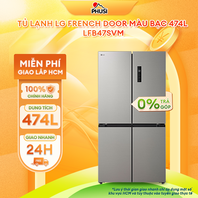 Tủ lạnh LG Inverter 474 lít Multi Door LFB47SVM - Mẫu mới 2025 - Hàng Chính Hãng, Mới 100%