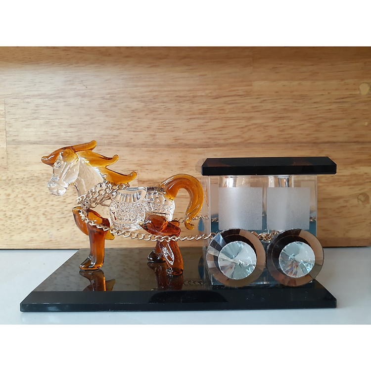 Tượng pha lê ngựa kéo xe phù hợp trang trí ô tô, phòng khách, văn phòng