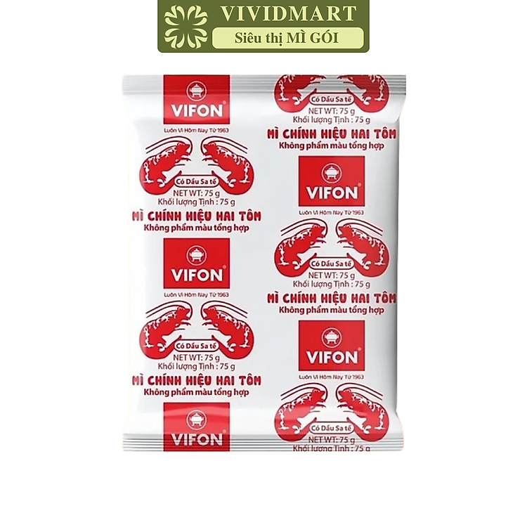 VIFON - Mì Vifon chính hiệu hai con tôm, mì hai tôm Vifon, mì Vifon hai con tôm, mì 2 tôm Vifon (75g/gói)