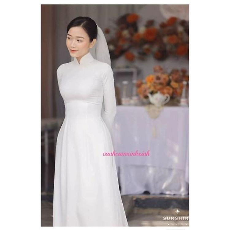 Áo dài cô dâu lụa Thái Tuấn 4 tà đính phale cao cấp