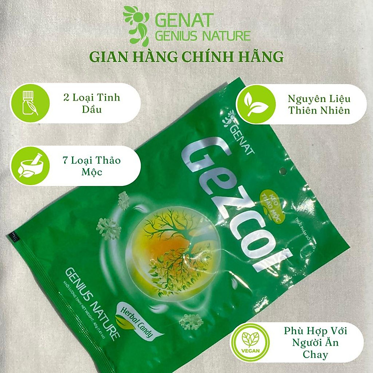 Kẹo thảo mộc Gezcol (Túi 20 viên) - Genat